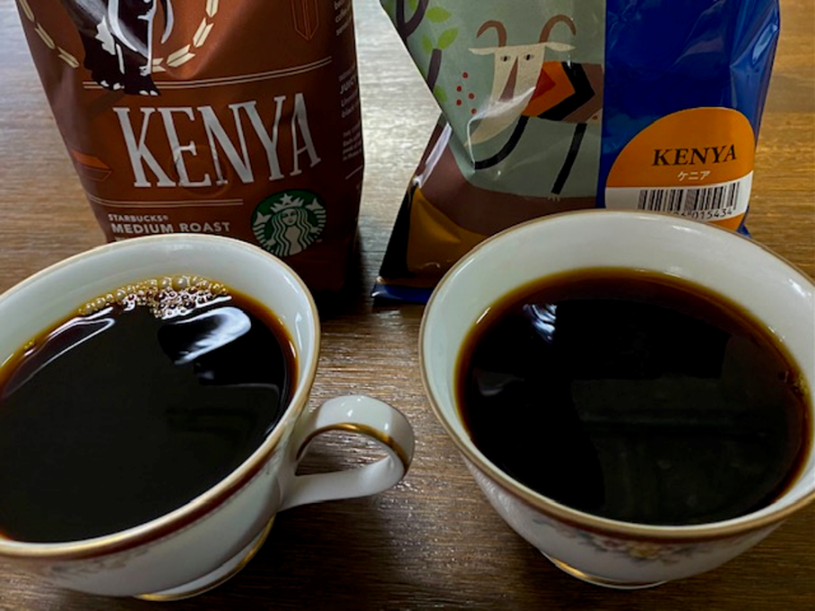 スタバとカルディのコーヒー豆を抽出した状態