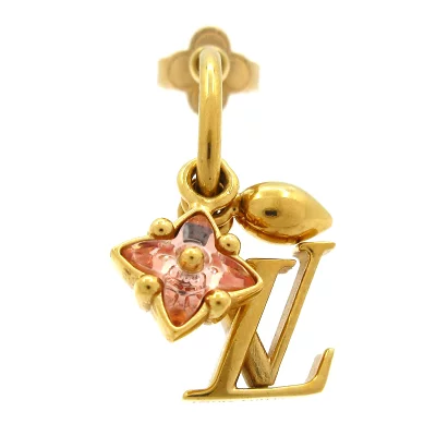 【中古】LOUIS VUITTON(ルイヴィトン) ブックル ドレイユ フープ ルルグラム ピアス 片耳のみ ゴールド×ピンク×グリーン