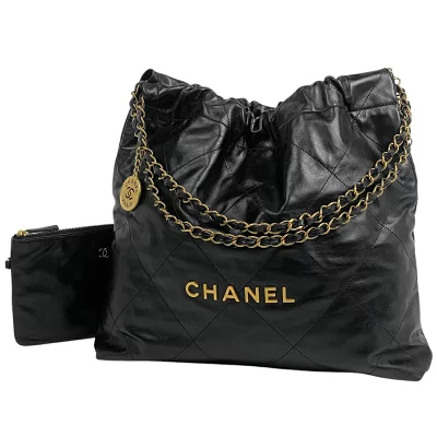 シャネル CHANEL シャネル22 スモール ハンドバッグ チェーンショルダーバッグ ロゴ ココマーク 巾着型 ハンドバッグ レザー ブラック AS3260 レディース 【中古】 msp29