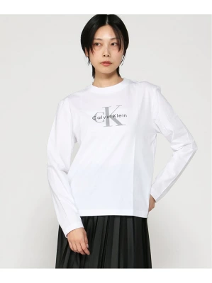 カルバンクライン 長袖Tシャツ - モノグラムロゴクルーネックロングスリーブカットソー